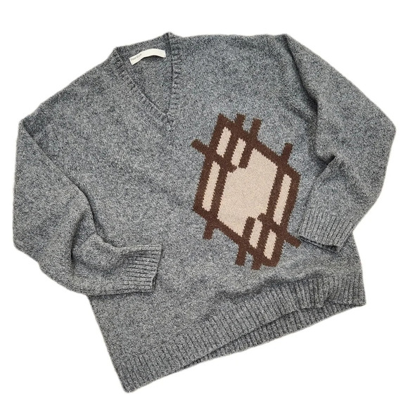 Perry Ellis Other - Vintage Perry Ellis Gray Lambs Wool Cashmere Blend V-neck Sweater, Men's Large